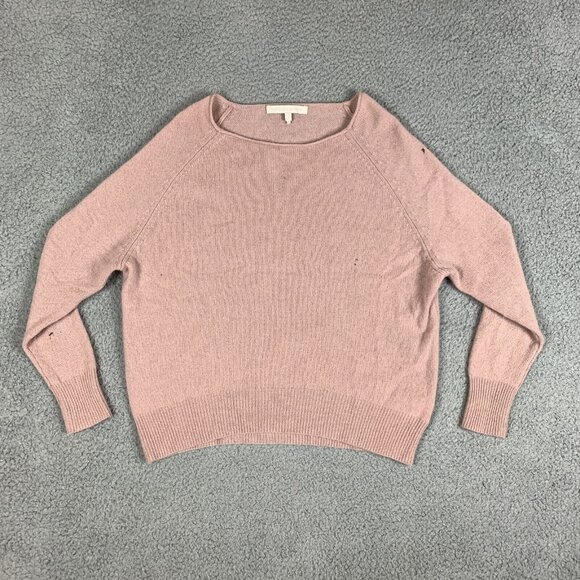 NakedCashmere Tulip Sweater Womens XS Pink Cashmere Off the Shoulder FLAWS - Picture 1 of 16